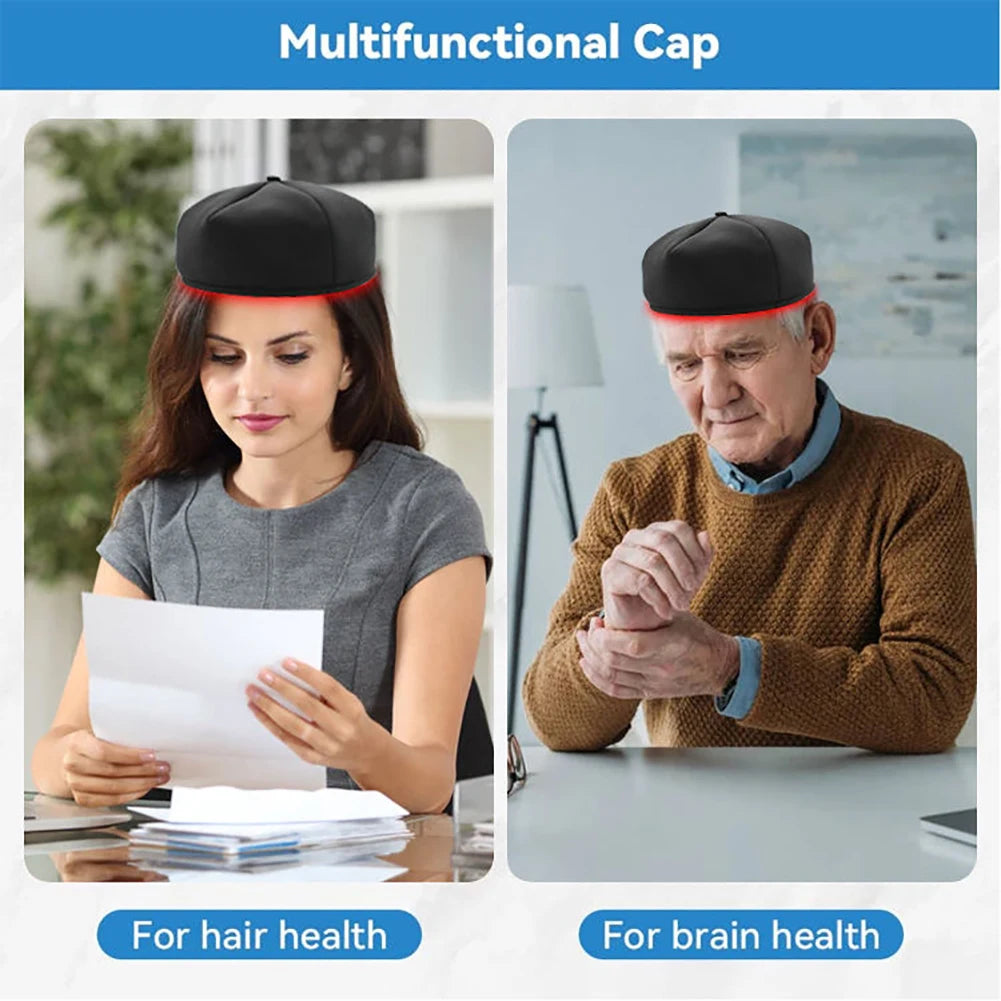 Red and Near-Infrared Scalp Light Cap with 120 LEDs, Listed 660nm and 830nm Wavelengths, Three Operating Modes and US or International Plug Options