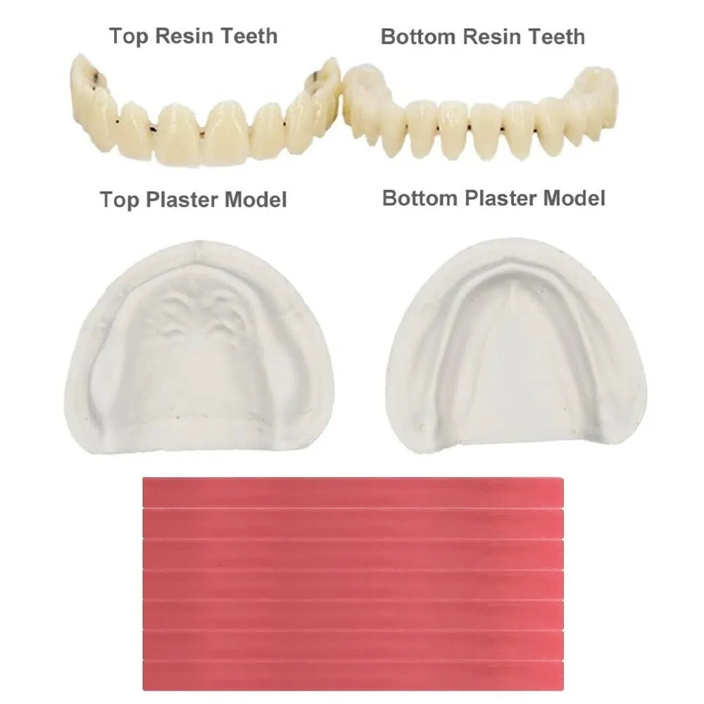 Denture-Style Resin Teeth and Wax Kit, 1Set Selection with Upper and Lower Configuration References for Adults, Professional Dental Fit Review Required