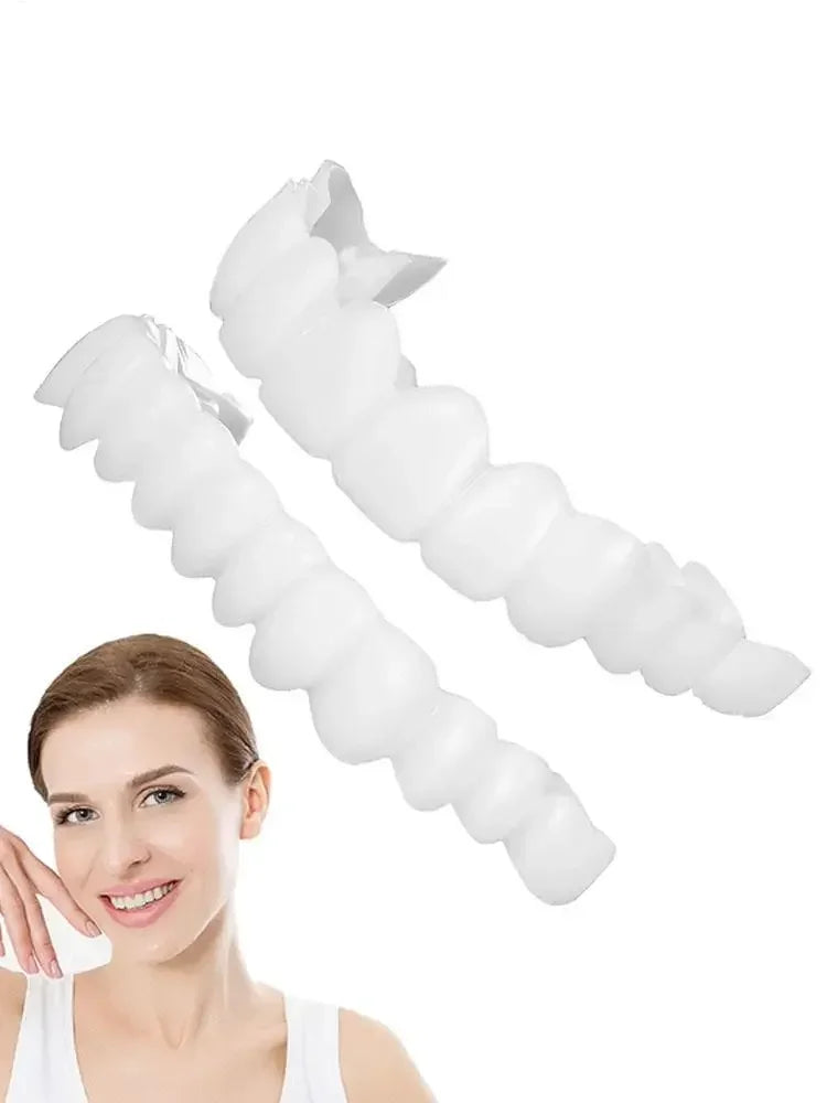 Temporary Cosmetic Teeth Covers, One Upper and Lower Pair with Listed Heat-Moldable Design for Adult Smile Appearance, Dental Fit Review Before Use