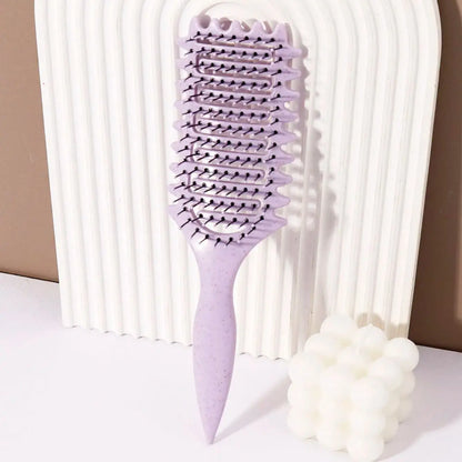 Hollow Hair Styling Brush with Nylon Bristles and ABS Plastic Handle, Four Color Options for Everyday Curl Shaping and Compatible Natural Hair or Wig Grooming