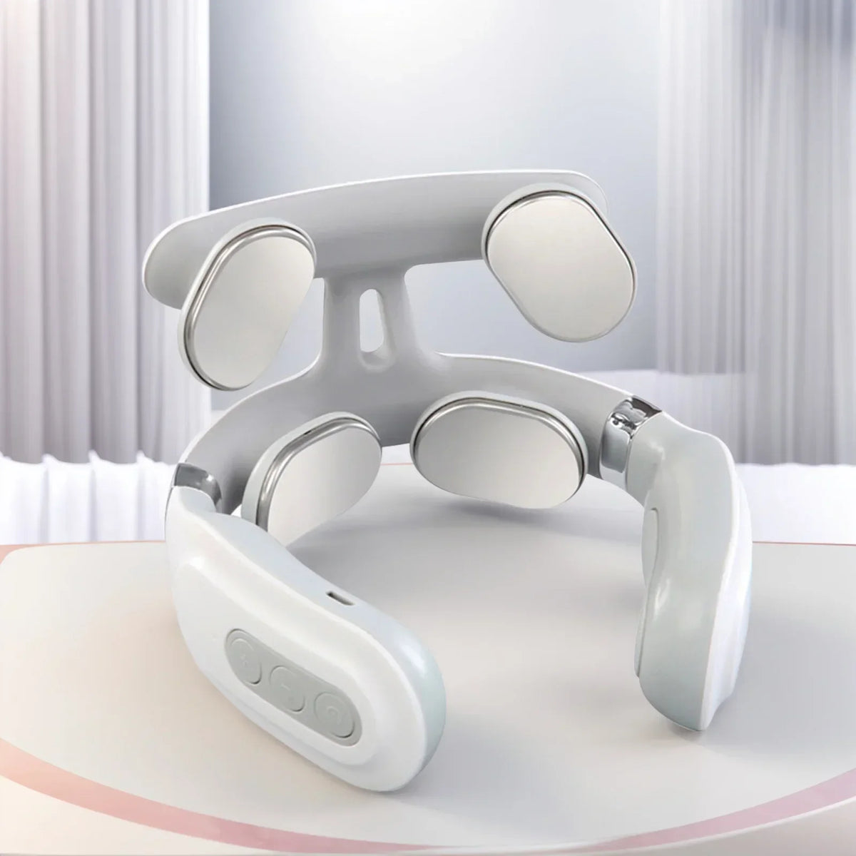 100V JP Plug Neck Massager with Listed USB Rechargeable Design, Four-Head Heating and Adjustable Intensity for Adult Relaxation, Compatibility Check Required