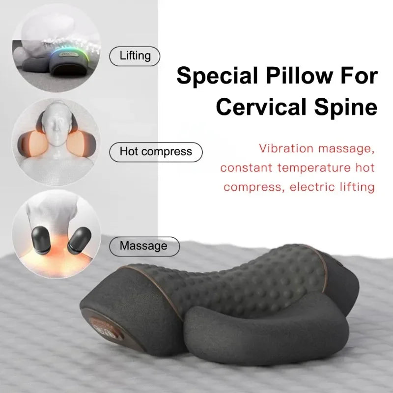 Neck Massage Support Pillow with Electric Heating and Vibration Wording, Selectable Heat-Massage and Traction-Labeled Styles for Adult Personal Care Routines