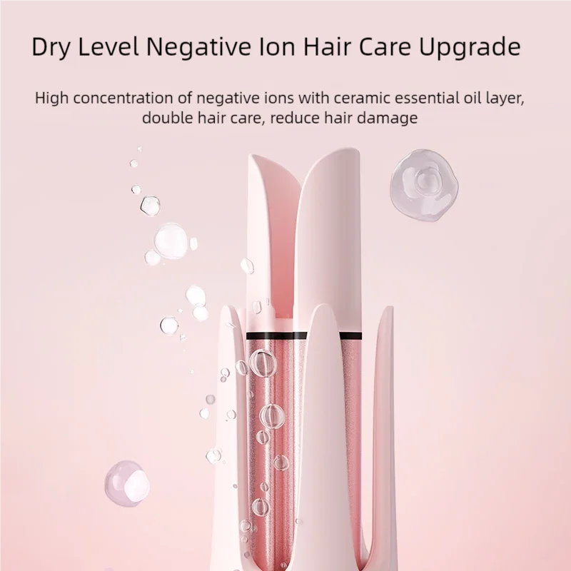 32mm Automatic Curling Iron with Four Listed Heat Settings, PTC Heating and Ceramic Wand Reference in Pink, Purple or Beige with Plug and Box Options