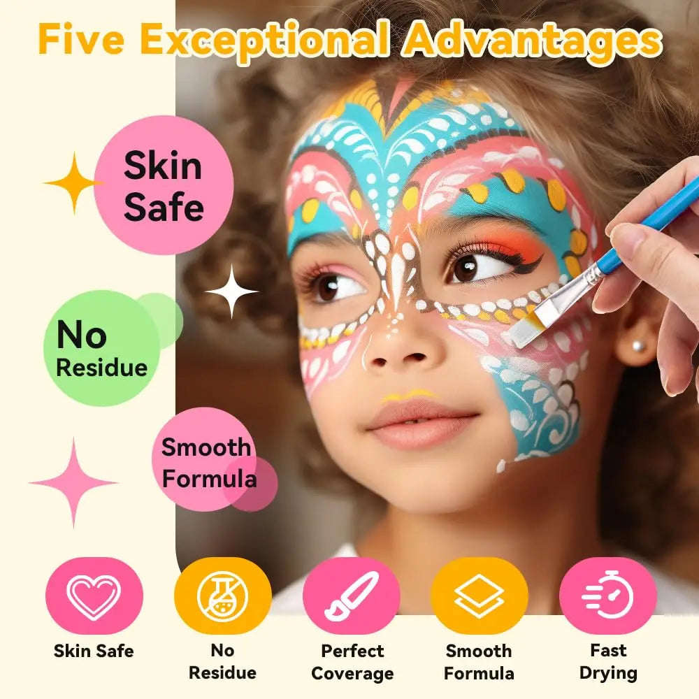 22 Color Face Paint Palette and SFX Makeup Kit Options for Halloween, Cosplay and Stage Costumes, with Brush Bundle Choices for Creative Body Art