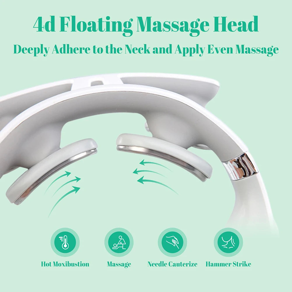 100V JP Plug Neck Massager with Listed USB Rechargeable Design, Four-Head Heating and Adjustable Intensity for Adult Relaxation, Compatibility Check Required