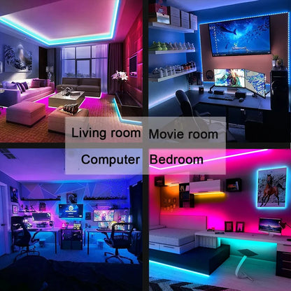 RGB 5050 Bluetooth Accent Light Strip, Flexible LED Ribbon with App and Remote Control in 1m, 2m, 3m or 5m Options for TV and Game Room Decor