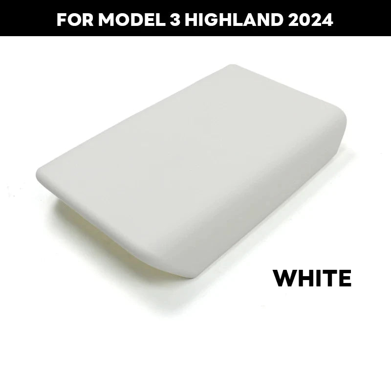 Tesla Console Lid Protector in TPE for Listed 2024 Model 3 Highland and 2025 Model Y Juniper, Soft Armrest Cover in Black or White Interior Options