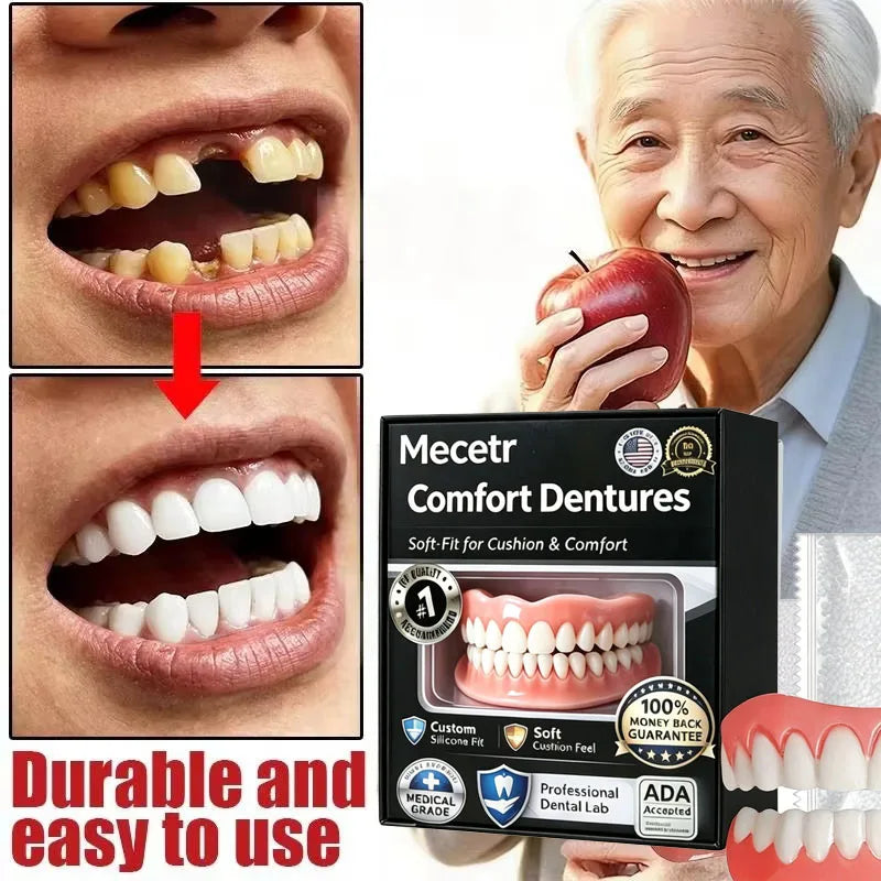 Full Set Denture-Style False Teeth with Upper and Lower Silicone References, One-Box Option for Adults Requiring Professional Dental Fit Review