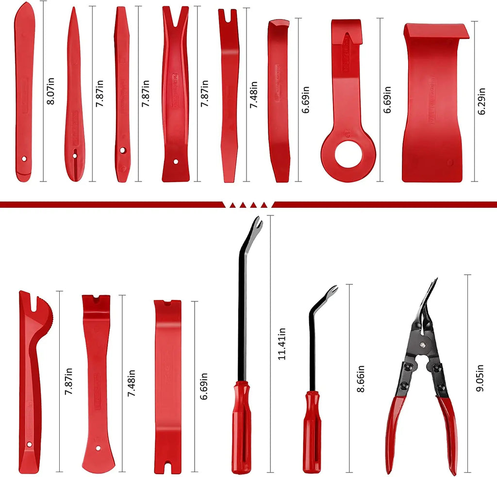 Car Interior Trim Removal Kit with Red or Blue 5, 11, 41 and 161 PCS Configurations for Compatible Door Panels, Stereo Surrounds and Fastener Release Tasks