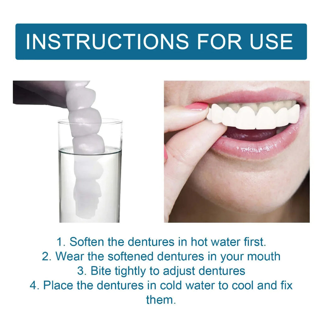 Adjustable Snap-On Teeth Kit with One-, Three- or Five-Box Option Labels for Cosmetic Appearance Consideration, with Dental Suitability and Fit Requiring Review