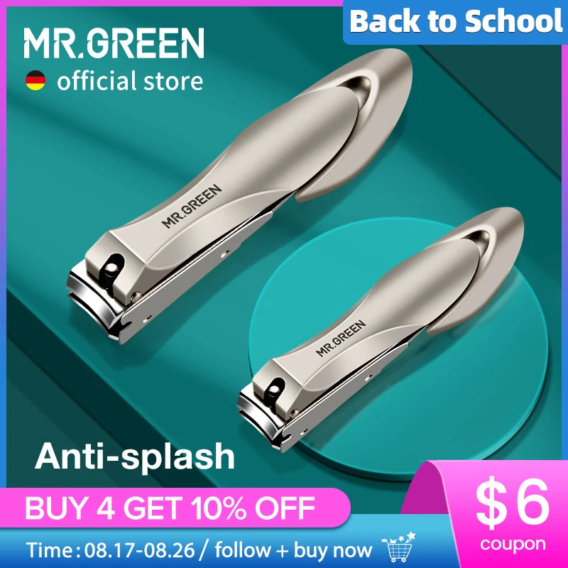 Anti-Splash Nail Clipper Options by MR.GREEN with Stainless Steel and Zinc Alloy References, MR-1111 Series Design for Adult Fingernail Grooming