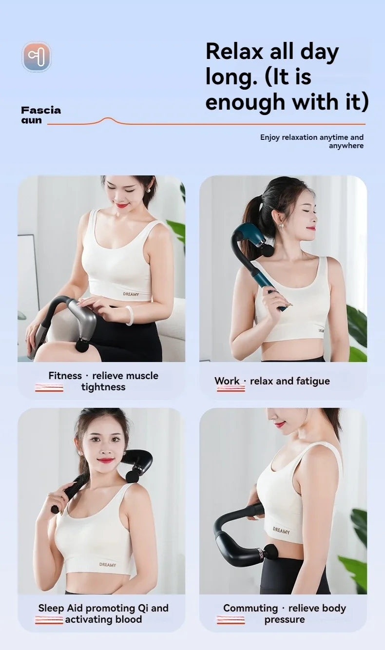 USB Rechargeable Massage Gun GB-868 with 9 Modes and 9 Intensity Levels, Handheld Electric Personal-Care Massager in Black or Silver for Home Relaxation