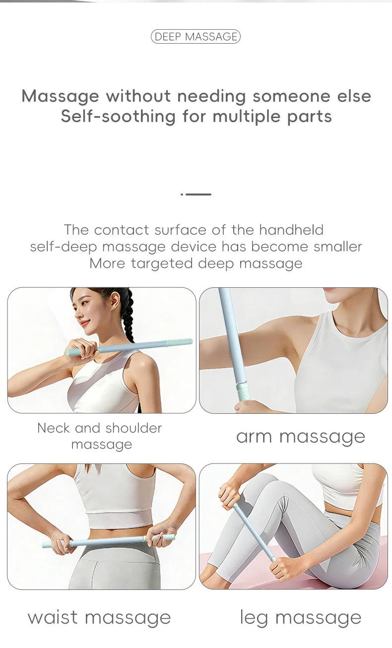 Massage Rod Roller Stick with Compact Design Reference for Adult Leg, Arm and Shoulder Massage Routines, Fifteen Color-Labeled Personal Care Options