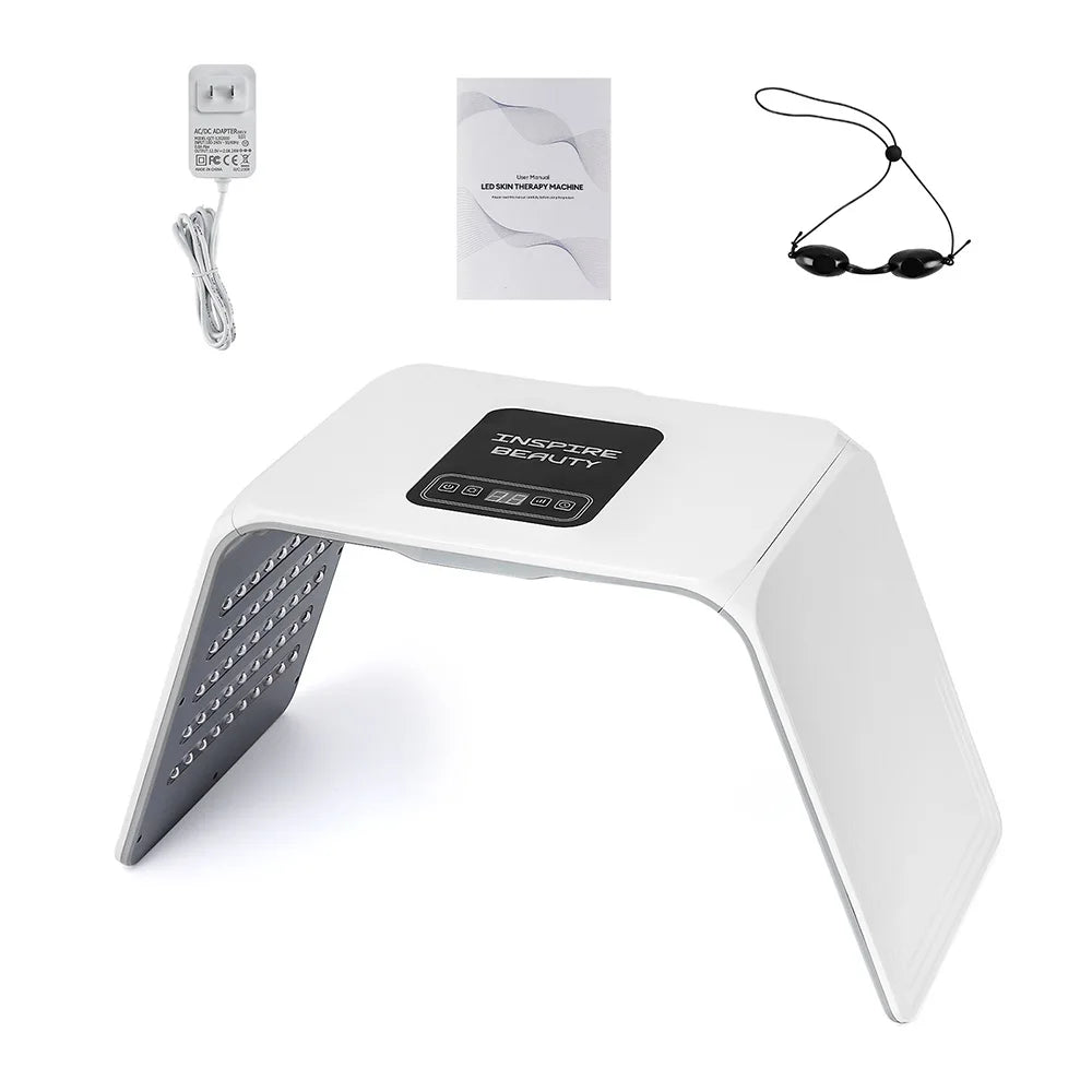 Foldable LED Facial Light Machine with 160 Listed LEDs and Seven Color Modes, 24W Face and Body Beauty Device with Eye Protection and Regional Plug Options