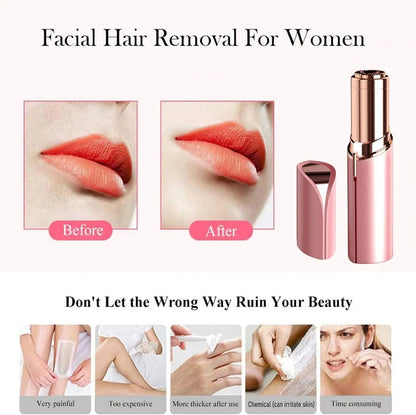 Facial Hair Remover for Women, Portable Mini Electric Shaver for Peach Fuzz, Upper Lip and Chin with USB or Dry-Cell Power Options
