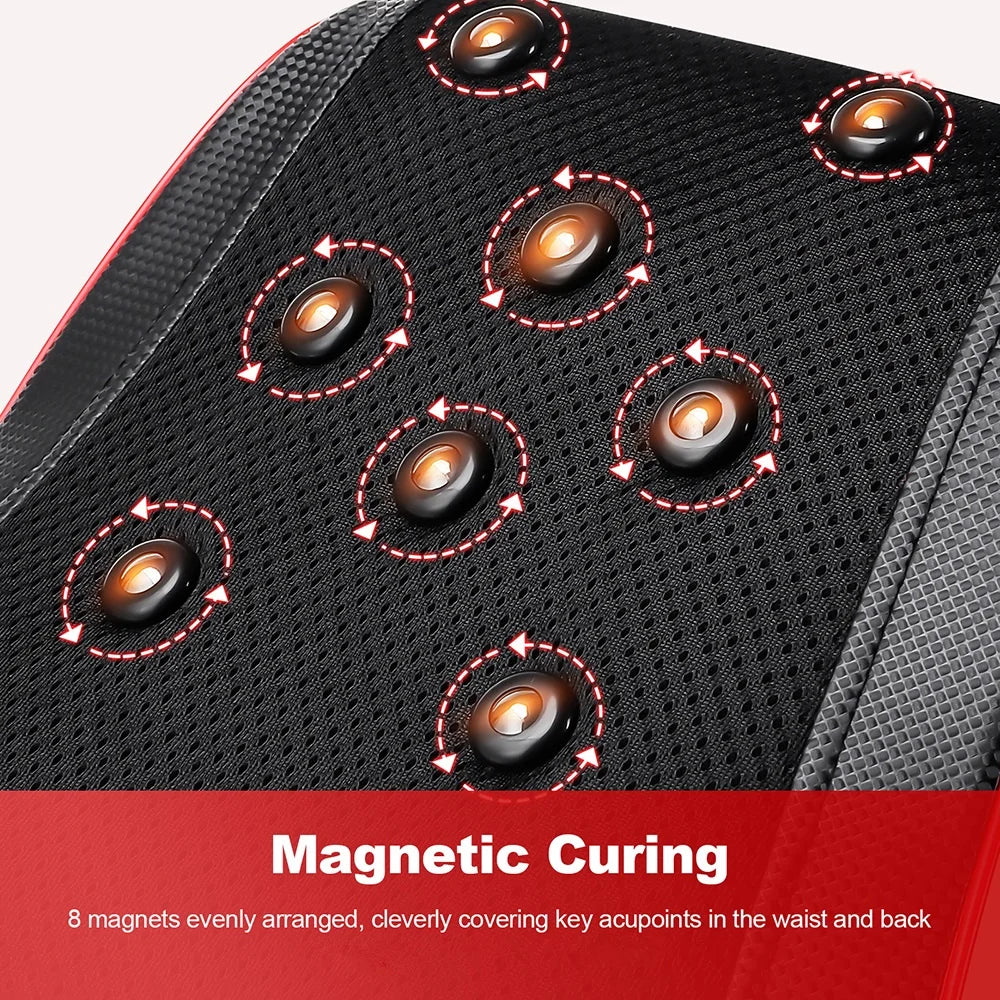 Back and Neck Massage Pillow with Listed 24W Power, PU Surface, One-Button Control and 15-Minute Auto Shutoff, Adapter and Vehicle Cable for Adult Relaxation