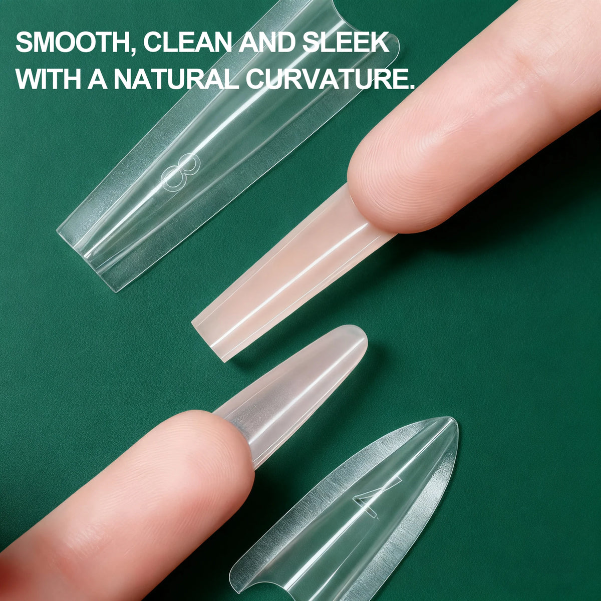 Clear Sandwich Nail Dual Forms by Nailpop with Listed 240-Piece Quantity, Coffin or Oval Options for French Manicure and Builder Gel Nail Extensions