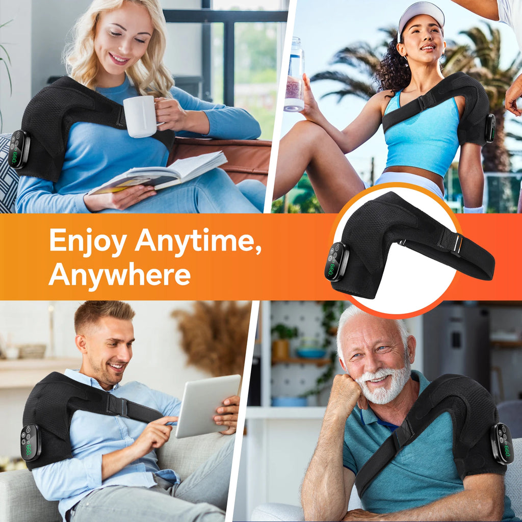 Thermal Shoulder Massage Belt with Adjustable Heating, Shoulder Brace Format and Multiple Belt, APP-Labeled and Red Light Options for Home Relaxation