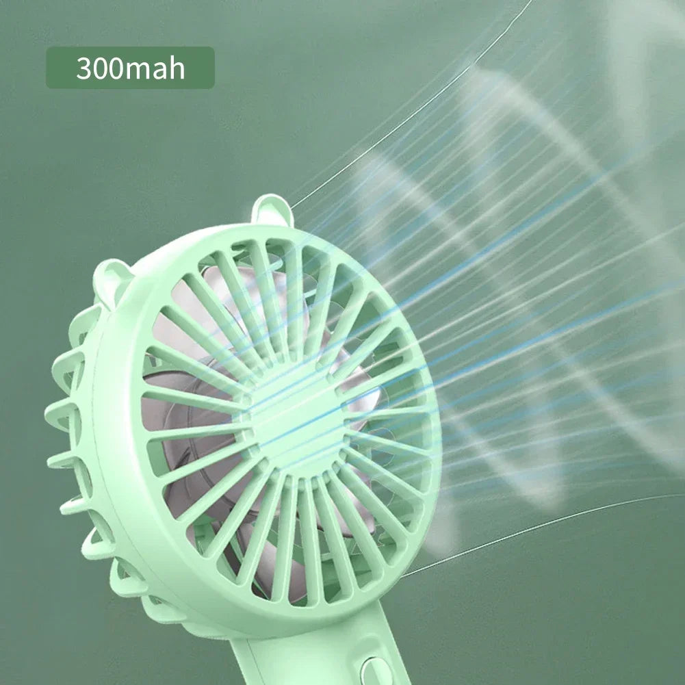 Mini Rechargeable Handheld Fan with USB Cable, 300mAh Portable Personal Cooling Fan for Makeup Routines, Desk Breaks and Summer Travel in Four Colors