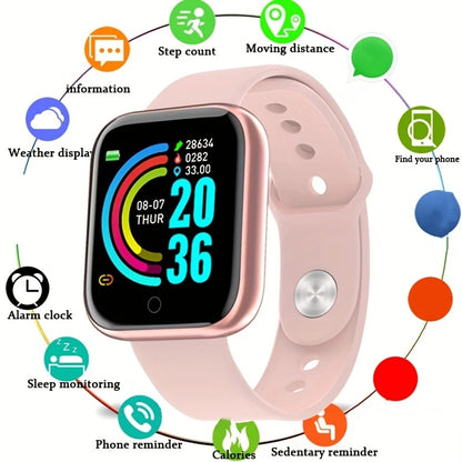 Y68 and 116Plus Fitness Smart Watch with Silicone Wristband, Circular Touch-Button Control and App Setup, Everyday Activity Tracking and Message Reminder References