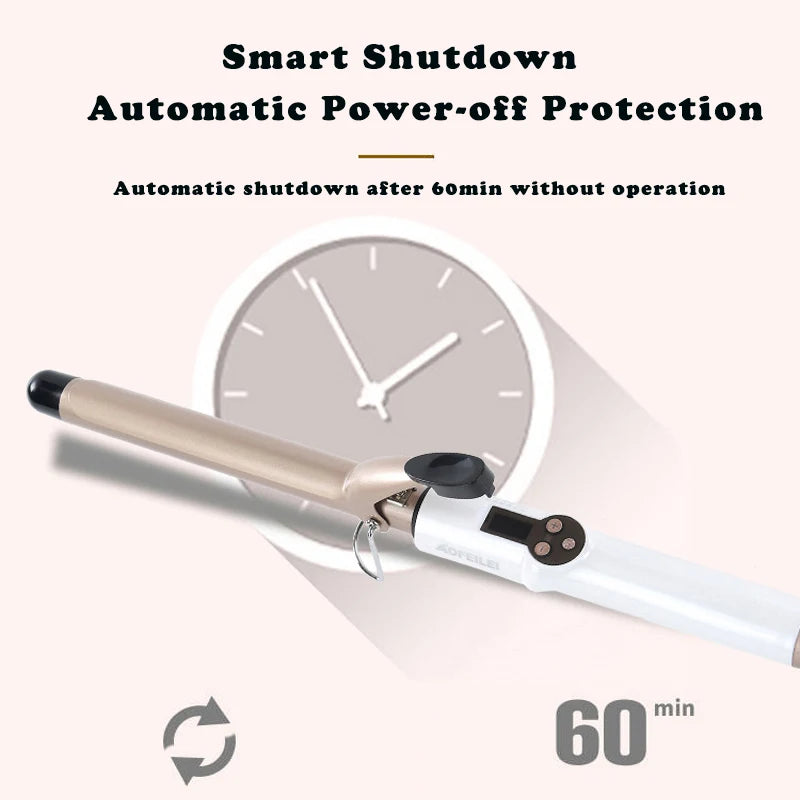 LCD Temperature-Control Curling Iron with Separate 9–38mm Ceramic Barrel Options or Pink and Golden Curl-Straight Combo Styles for Adult Hair Styling