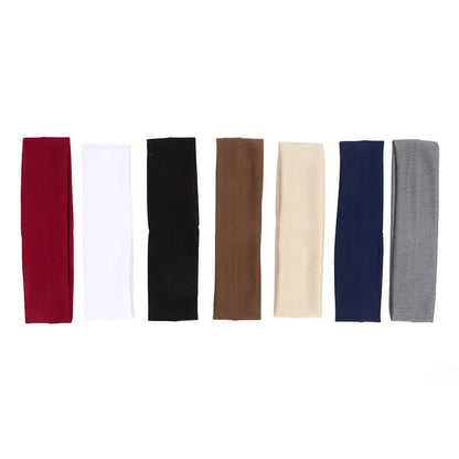 Elastic Sports Headbands for Women, Seven-Piece Stretchy Cloth Hairband Set in Black, Pink, Grey or Style Selections for Yoga, Running and Casual Hair Styling