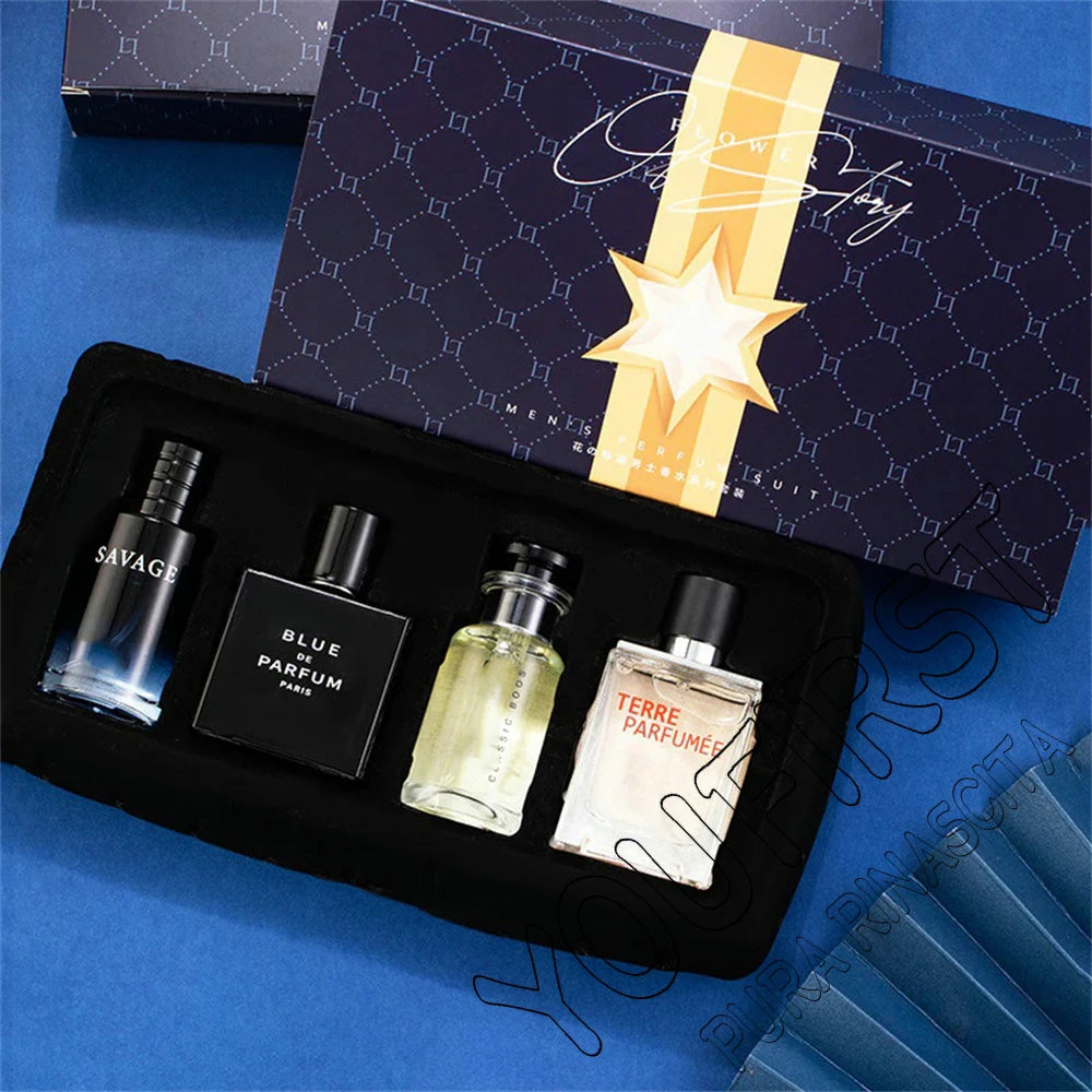 Mens Cologne Spray with 100ml Option Label and Floral Fruity Scent Reference, Gift Box and Four-Piece Set Wording for Personal Fragrance and Gift Selection