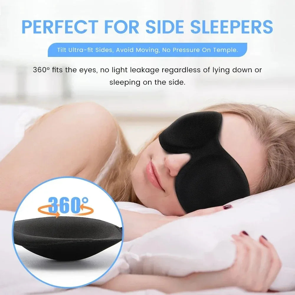 3D Memory Foam Sleep Mask with Soft Lightweight Eye Cover Design for Light Reduction During Home Rest, Daytime Naps and Seated Travel Breaks
