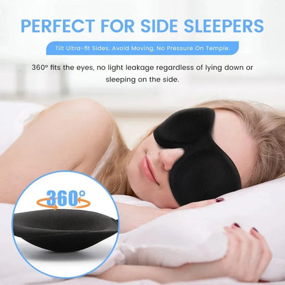 3D Memory Foam Sleep Mask with Soft Lightweight Eye Cover Design for Light Reduction During Home Rest, Daytime Naps and Seated Travel Breaks