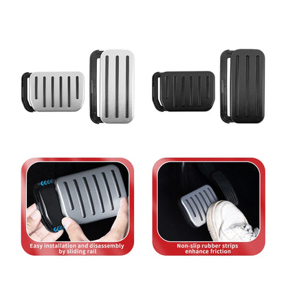 Tesla Pedal Covers by TESY in Black or Silver, Accelerator and Brake Pedal Styling with Slide-Rail Buckle Design for Compatible Model 3, Y and YL Vehicles