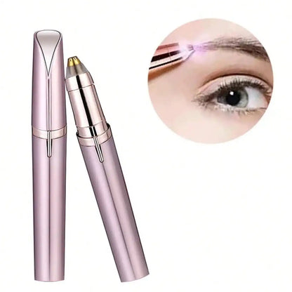 USB Rechargeable Eyebrow Trimmer in Pink Rose Gold, Compact Electric Facial Hair Grooming Tool for Brow Touch-Ups, Daily Beauty Routines and Travel
