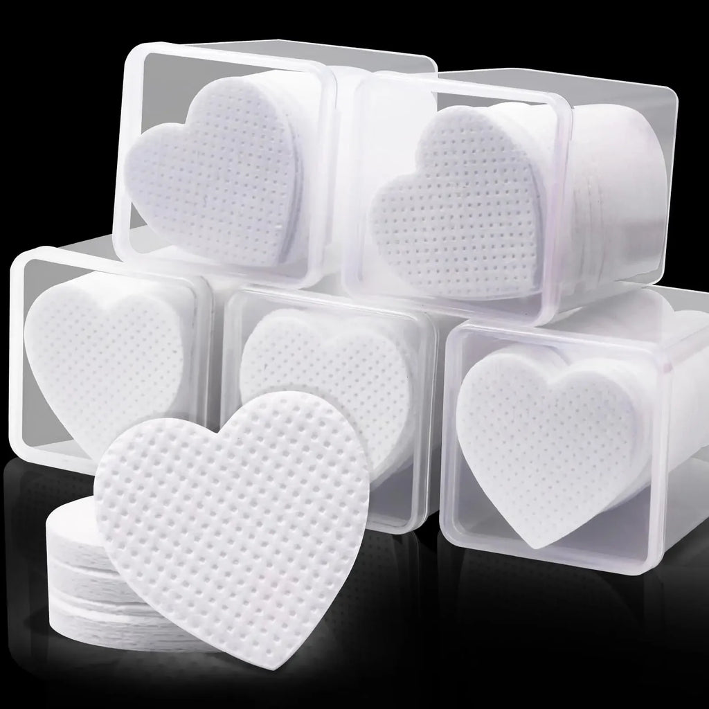 Boxed Nail Cleansing Wipes with Approximately 200 Three-Layer Nonwoven Pads, Heart or Square Shapes in Pink or White for Home and Salon Manicure Prep