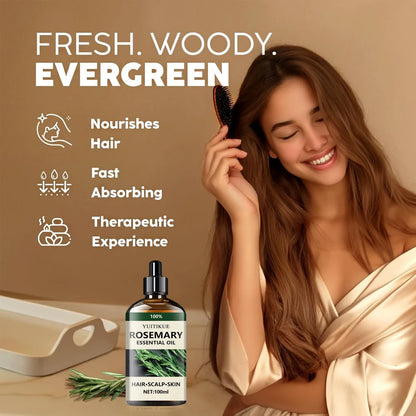 Rosemary Essential Oil for Label-Guided Aromatherapy and Cosmetic Hair, Scalp and Skin Care, At-Home Personal Grooming and Self-Care Gift Ideas