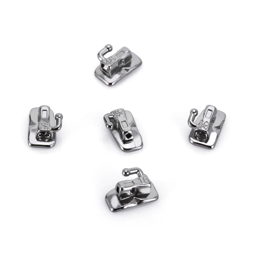 Monoblock Buccal Tubes by AZDENT, Bondable Non-Convertible Single Molar Tubes with Roth or MBT 018 and 022 Options in 20 or 50 Sets for Professional Orthodontic Use