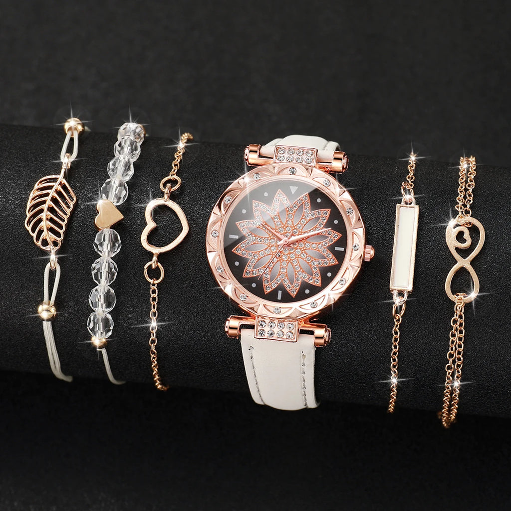 Women's Heart Dial Quartz Watch with Leaf Bracelet Set Reference, Eight No-Box Style Options and Listed 33mm Case for Casual Outfits and Fashion Gifts