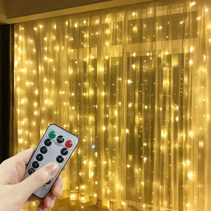 LED Curtain String Lights with Remote, USB 5V Fairy Lights with 8 Modes, Six Color Options and 100–600 LEDs for Bedroom, Wedding and Christmas Decor