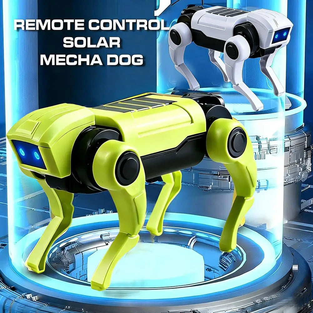 DIY Robot Dog Toy with Walking Movement and Blue LED Eyes, Battery-Powered Mechanical Puppy with Assemble-Yourself Legs in White or Green for Hands-On Play