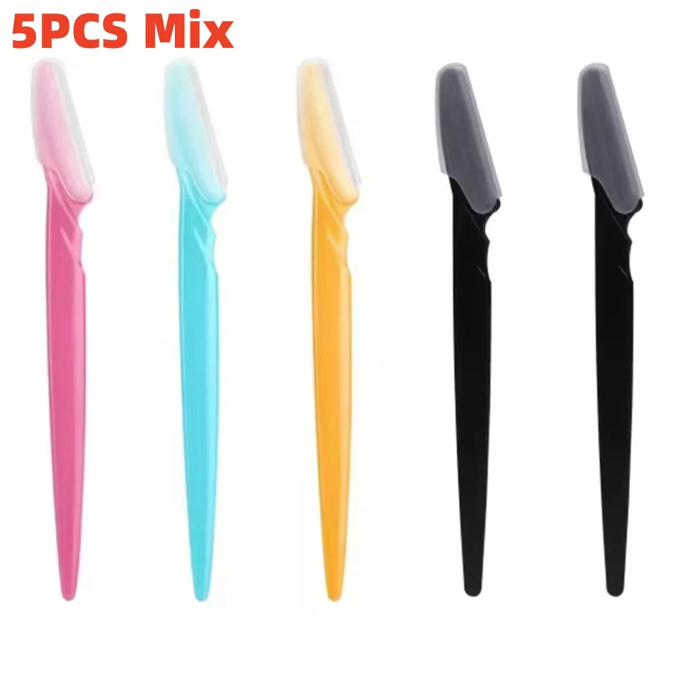Eyebrow and Face Razors, Black or Multicolor 5, 10, 30 and 40-Piece Grooming Packs with Protective Cover Reference for Adult Women and Men