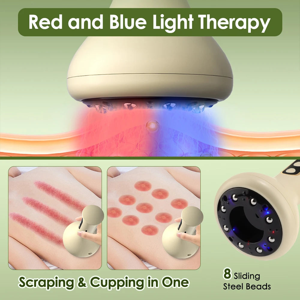 Electric Cupping Gua Sha Massager BK-BG01 with Listed Nine Suction Levels, Heating Base and Eight Steel Beads, USB-C Rechargeable Light Yellow Personal Care Device