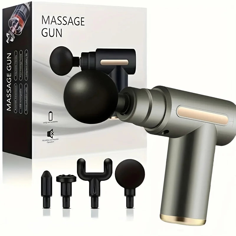 Mini USB-C Massage Gun with Adjustable Speed, Lightweight Handheld Percussion Design and Gray LCD Option for Everyday Home Relaxation