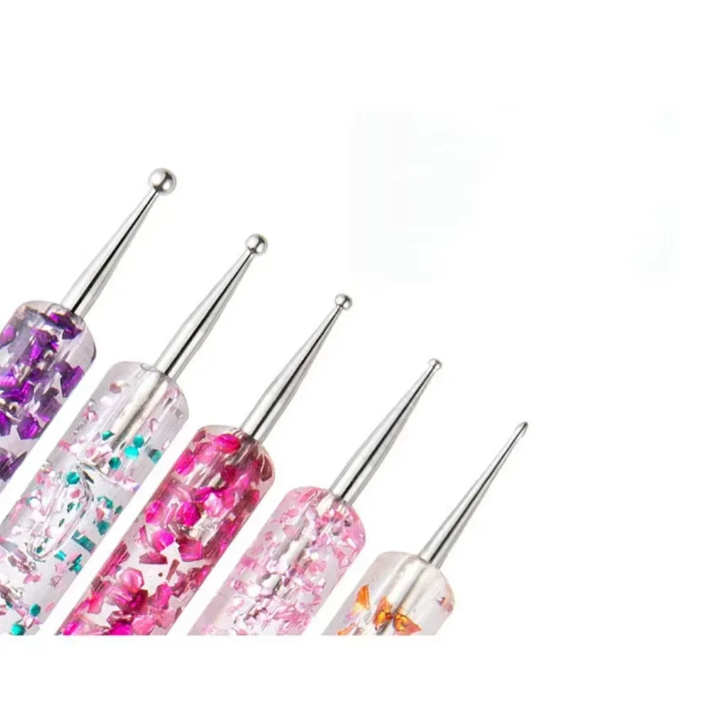 Nail Art Liner and Dotting Pen Set with 5 Dual-Ended Tools for Fine Lines, Dot Patterns and UV Gel Painting, DIY Home Manicure and Salon Decoration