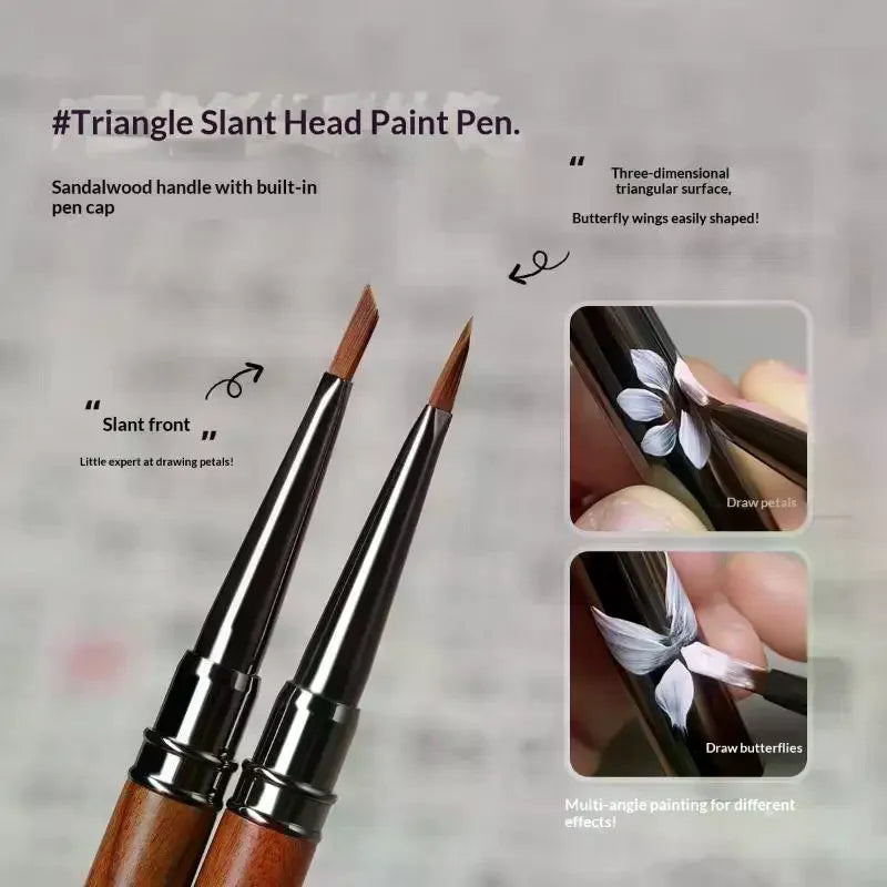Wood Handle Nail Art Brush with Extended Bristles, Protective Metal Cap and PVC Storage Tube for Gel Application, Shaping and DIY Manicure