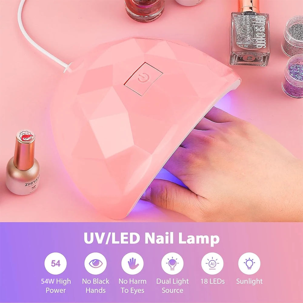 USB Nail Curing Lamp with Listed 18 LEDs, 60 and 120-Second Timers and Detachable Design, Pink, White or Upgraded White Options for Gel Manicures