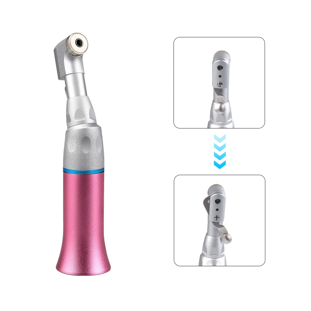Single-Piece Low Speed Dental Handpiece Options, Straight Nose or Contra Angle Attachments and 2 or 4 Hole Air Motors in Six Color Selections