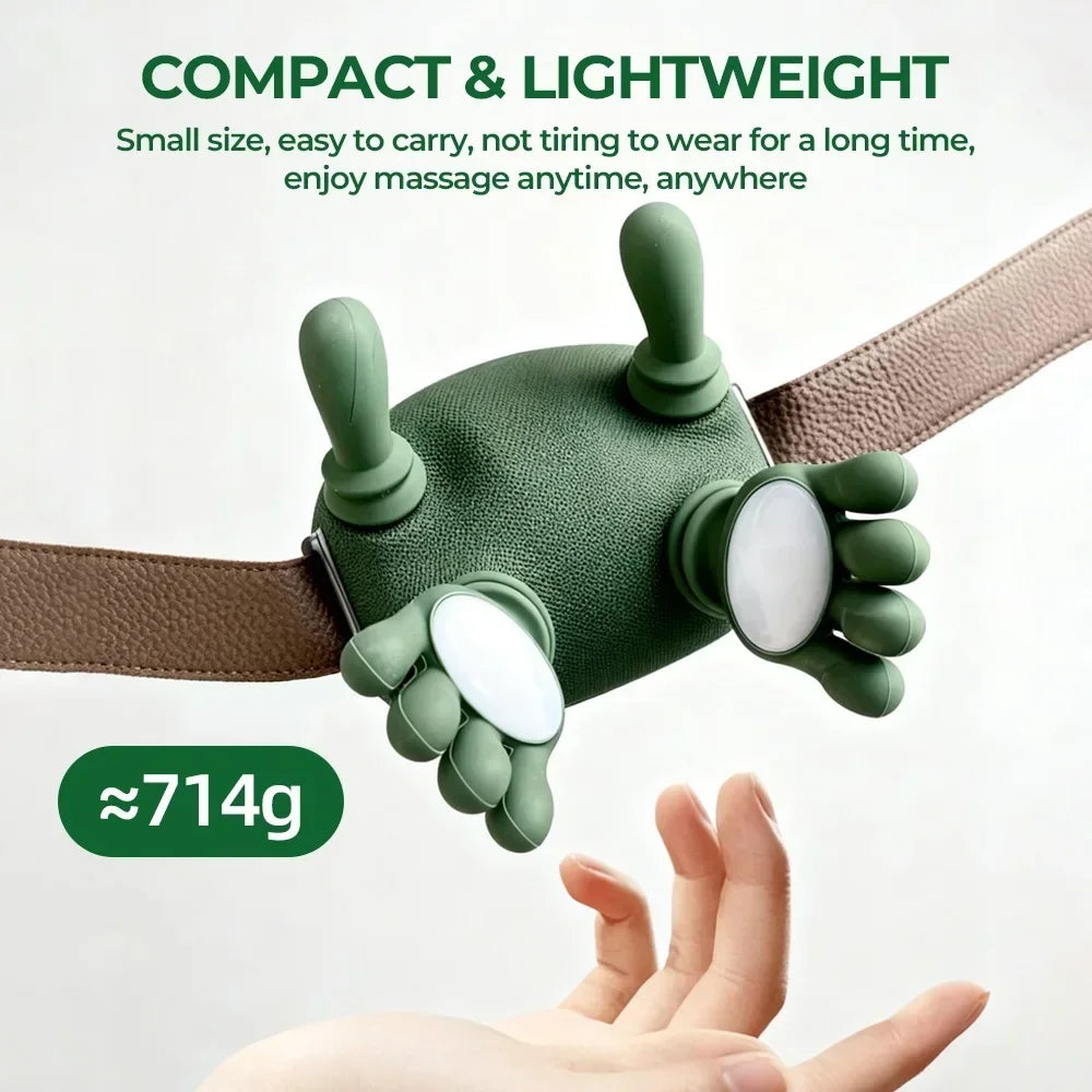 Kneading Neck and Shoulder Massager in Green with USB Type-C Option, Wireless Massage Shawl and Brushless Motor References for Adult Comfort Routines