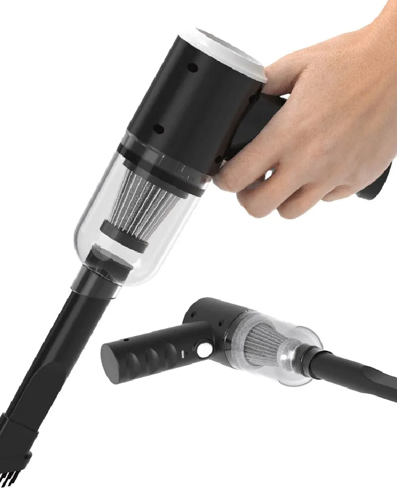 Car Vacuum Cleaner with USB Rechargeable Battery and Nozzle Kit, Black Cordless Handheld Tool for Vehicle Interior Crumbs and Household Spot Cleaning
