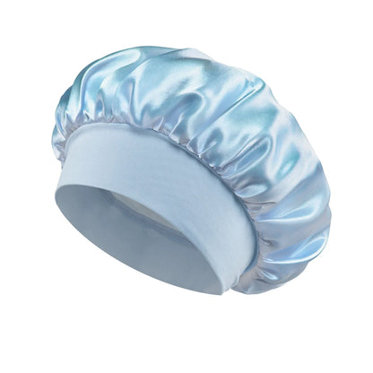 Satin Hair Bonnet with Wide Elastic Band, Single Sleep Cap in Thirteen Colors for Long or Short Hair, Nighttime Routines, Makeup and Face Washing