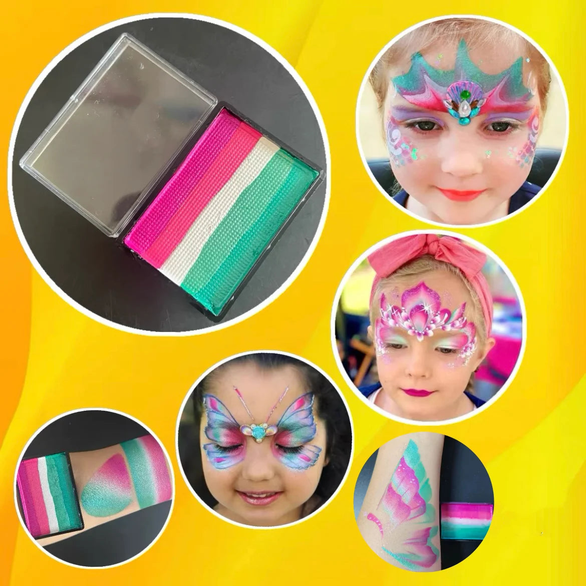 Rainbow Split Cake Face Paint with Listed 30g Water-Activated Formula, L30 and NL30 Color Options for Costume Body Art, Halloween and Party Designs