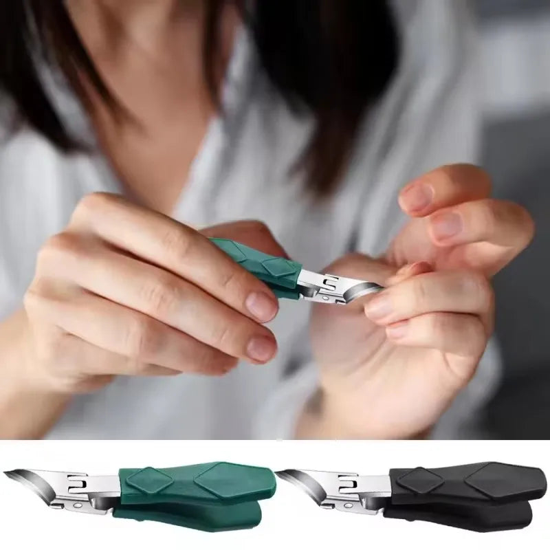 Slanted Toenail Clipper, Stainless Steel and PP Manual Nail Trimmer with Listed 10.2 x 1.8cm Size in Green or Black for Adult Home Pedicure Grooming