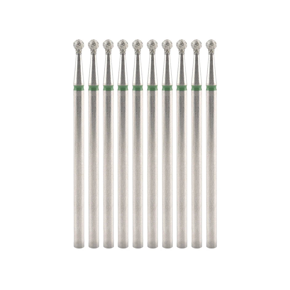 Diamond Nail Drill Bits, Listed 10-Piece Milling Accessories with 2.35mm Shanks, A-Series and Grade-Labeled Options for Professional Electric Manicure Filing